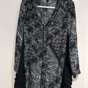 Black and White Patterned Women's Dress